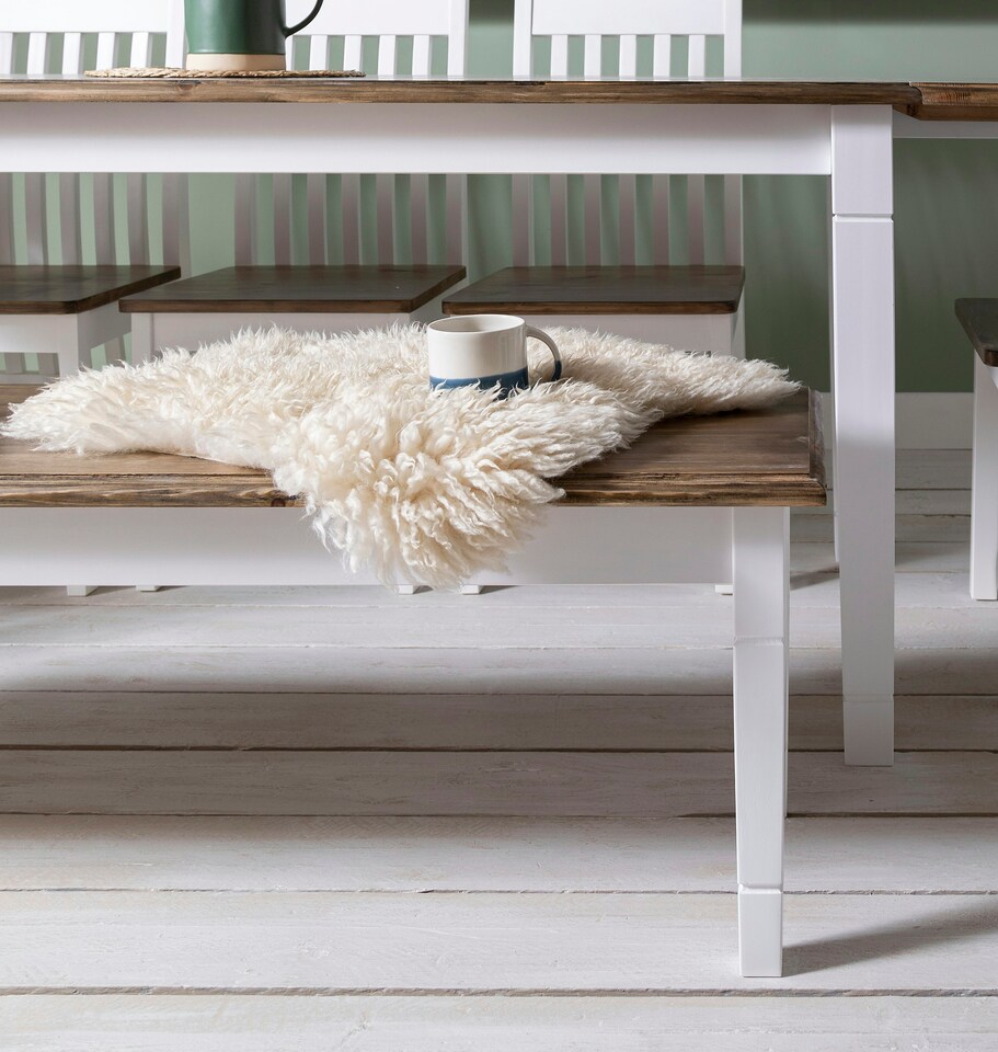 image 1 of Hallway Bench Kitchen Dining Entryway in White and Dark Pine Canterbury 117cm | White | M