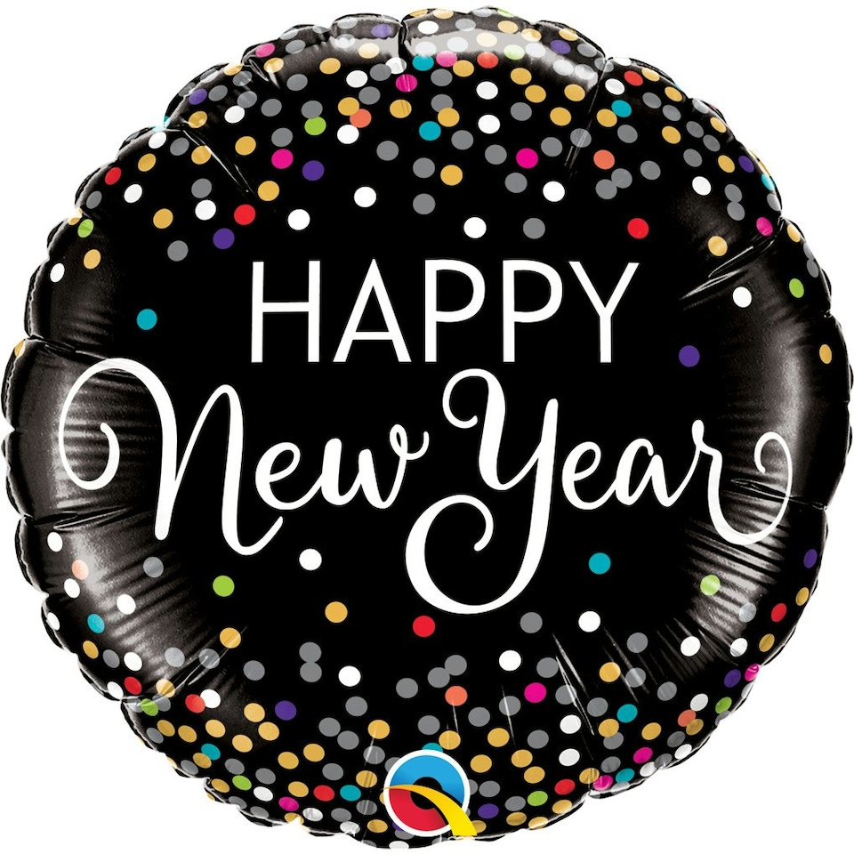 Qualatex Confetti New Year Foil Balloon - Black/White - One Size