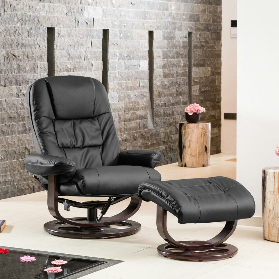 image 1 of Burdell Swivel Recliner with Massage and Heat Black