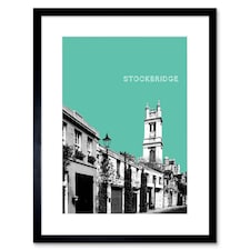 Stockbridge Edinburgh Scotland Teal 9x7" Black Framed Wall Art Print