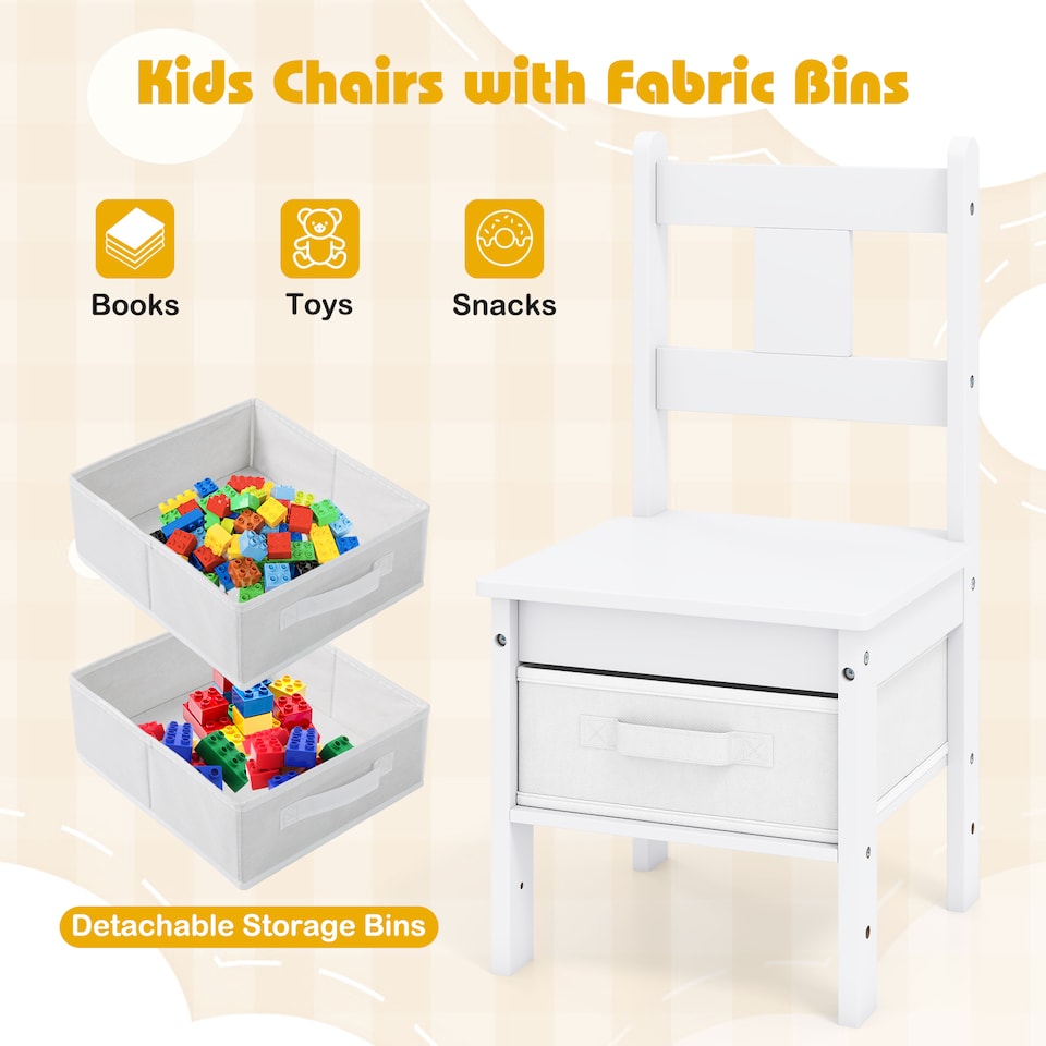 image 1 of COSTWAY Kids Table and Chairs Set with Cat House White