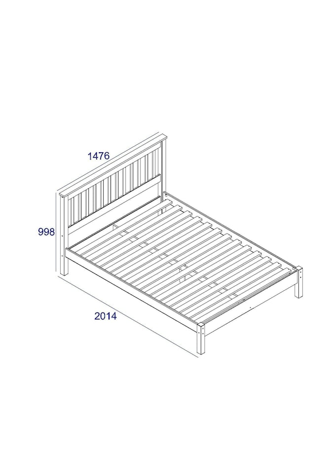 image 1 of Corona Solid Pine Double Bedstead - Antique Wax or Grey Wax Finish with Solid Wood Slats | White | White | Double | 1
