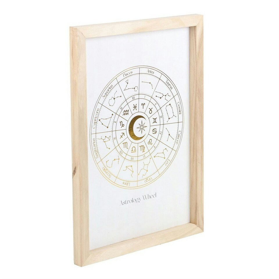 image 1 of Something Different Astrology Wheel Framed Print - Off White - One Size