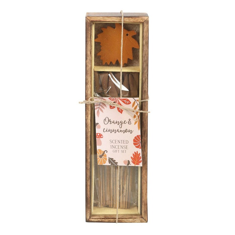 image 1 of Something Different Cinnamon Orange Autumn Leaf Incense Gift Set - Brown/Orange - One Size