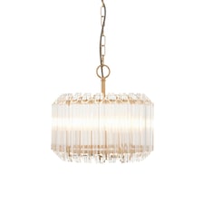 Valentina Pendant Ceiling Light Brushed Aged Brass Plate & Clear Glass 3x E14