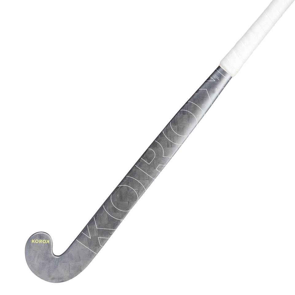image 1 of Decathlon Adult Advanced 95% Carbon Low Bow Field Hockey Stick FH995 - Grey/Yellow