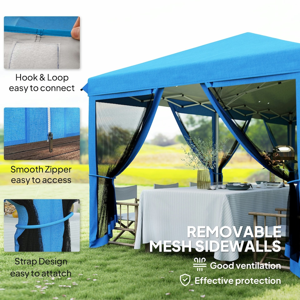 image 1 of Outsunny 6 x 3(m) Pop Up Party Tent Canopy with 6 Removable Sidewalls Blue