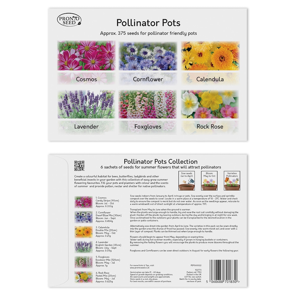 image 1 of Pronto Seed Bumper Baskets & Containers Flower Seed Variety Pack.  18 Varieties, Over 1400 Seeds