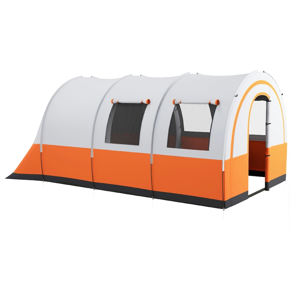 image 1 of Outsunny Camping Tent, 3000mm Waterproof Family Tent for 5-6 Man, Orange