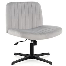 COSTWAY Armless Cross Legged Desk Chair with Wide Seat