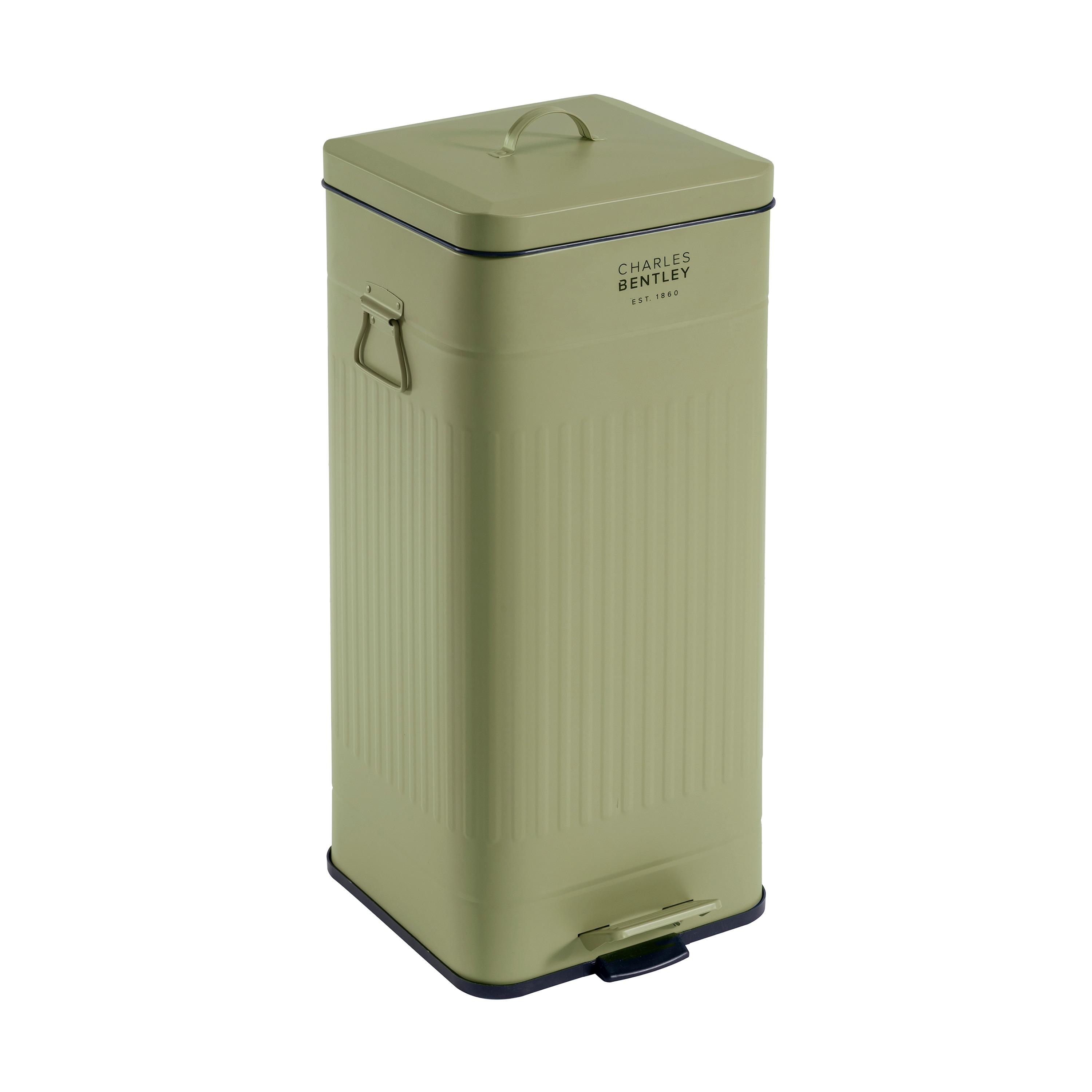 Charles Bentley 30L Square Retro Kitchen Pedal Bin Sage Green