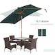 image 3 of Outsunny Wooden Patio Umbrella Parasol Outdoor Sunshade 6 Ribs Green