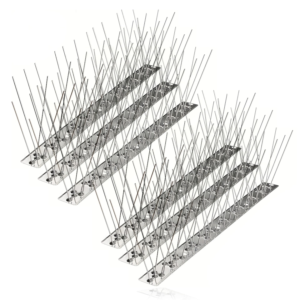 image 1 of SPARES2GO Bird Fence Spikes Pigeon Squirrel Cat Rodent Stainless Steel Metal 2m Deterrent Repellent Easy Install