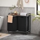 image 3 of Laundry Sorter with 2 Removable Liner Bags, Pull-Out Hampers and Storage Shelf, Rustic Brown and Ink Black