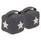 image 1 of Nicola Spring Fabric Door Stops - 2x Star Indoor Herringbone Decorative Wedge Stopper Interior Weighted Doorstop with Handle