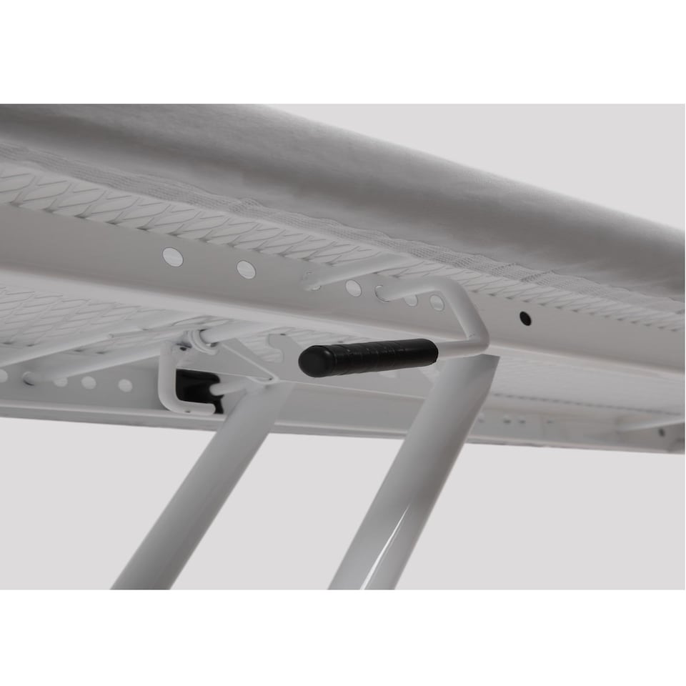 image 1 of Gr8 Home Ironing Board Folding Adjustable Non Slip Feet And Iron Rack Grey White 110x34cm
