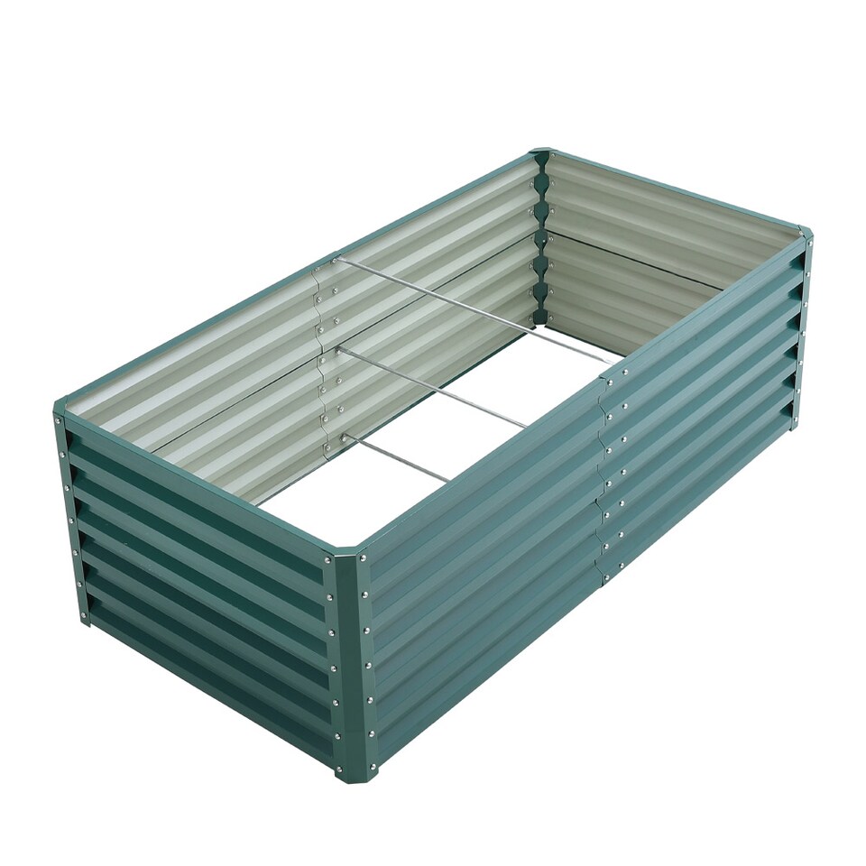 image 1 of Living and Home 1.8m Metal Garden Bed Rectangular Raised Garden Planter,Dark Green | Green | Dark Green | 180cm W x 90cm D x 57cm H