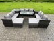image 1 of Fimous 11 Seater Rattan Outdoor Furniture Lounge Sofa Garden Dining Set with Dining Table Side Table 2 Big Footstools Dark Grey Mixed