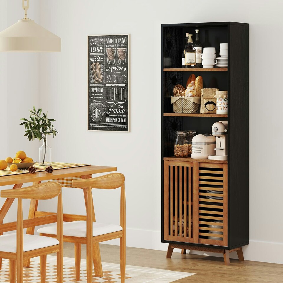 image 1 of COSTWAY Bookshelf 5-Tier Bookcase w/Reversible Shelf Black