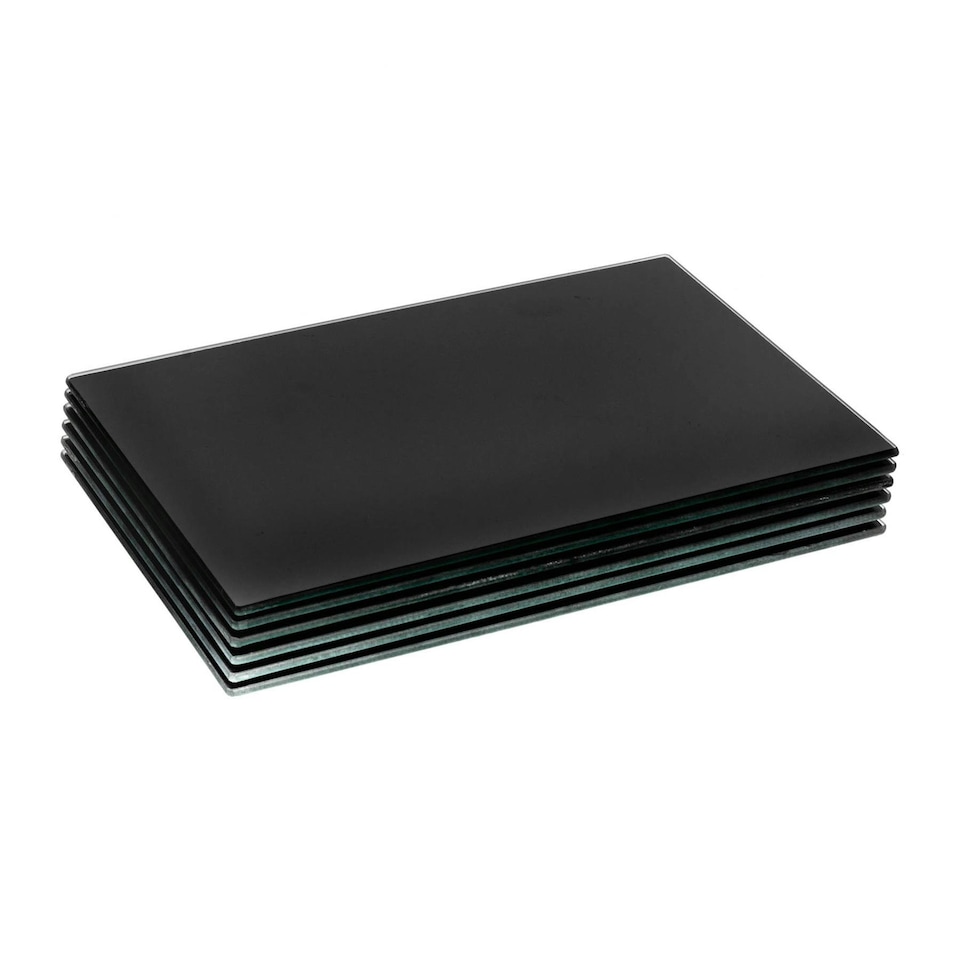 image 1 of Harbour Housewares Black Glass Placemats - 30 x 20cm - 6pc Set - Heat Resistant & Modern Black