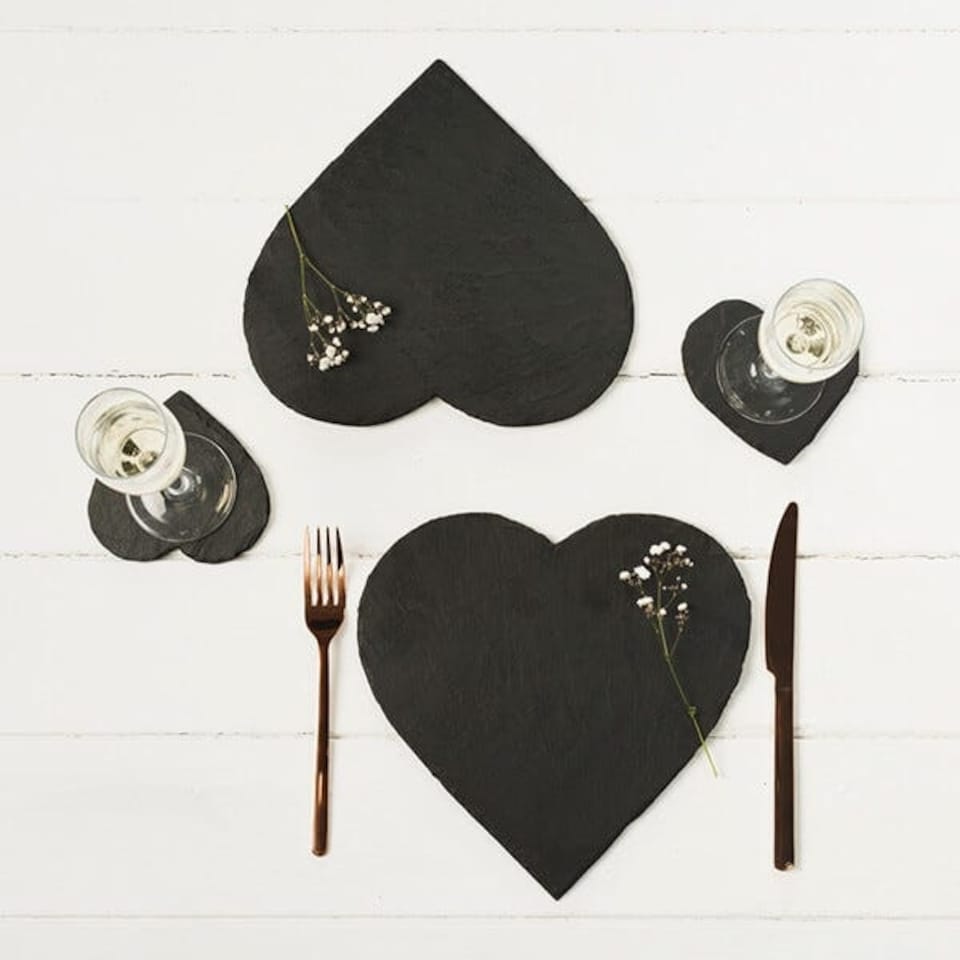 image 1 of The Just Slate Company Set of 2 Heart Slate Placemats