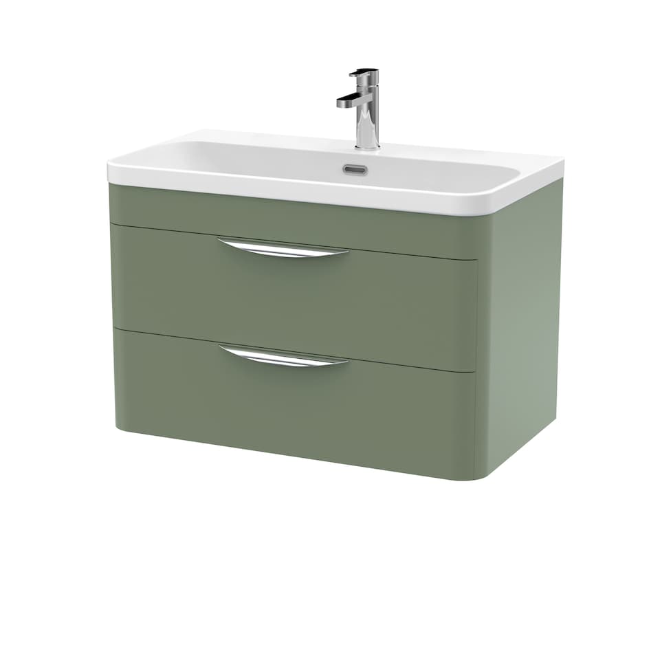 image 1 of Balterley Wave Wall Hung 2 Drawer Vanity Unit with Thin-Edge Ceramic Basin