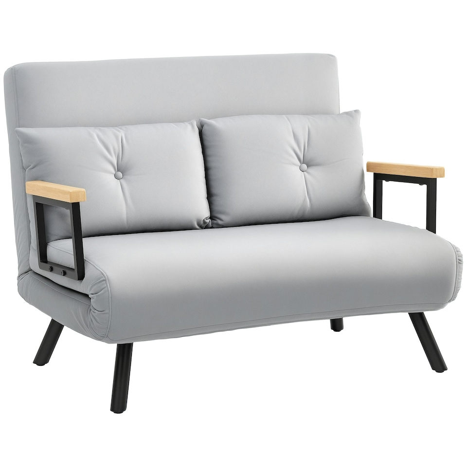 image 1 of HOMCOM Click Clack 2 Seater Sofa Bed for Living Room, Guest Room, Light Grey