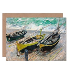 Claude Monet Three Fishing Boats Blank Art Card