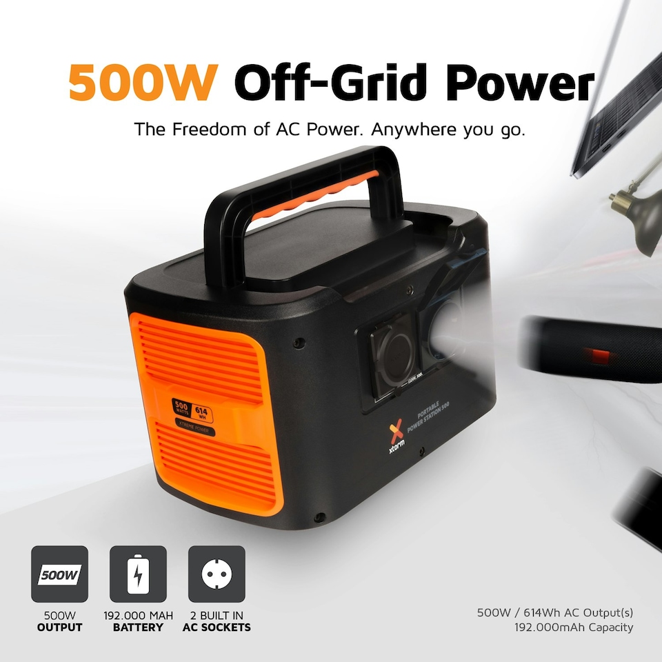 image 1 of Xtorm Portable Power Station 500W UK Black Orange