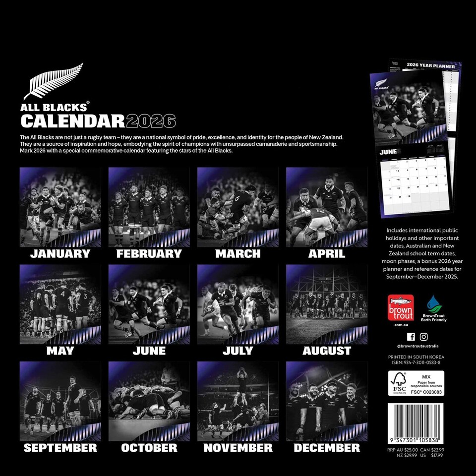 image 1 of All Blacks 2026 Square BTAU Calendar