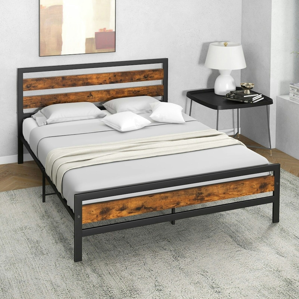 image 1 of COSTWAY King Size Bed Frame Metal Platform Bed