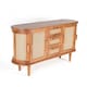 image 3 of Solid Mango Wood Sideboard Buffet Cabinet with Cane Doors & Drawers – Dark Oak Finish Credenza Storage Cabinet, No Veneer Console Table, Fully Assembled with Legs to Attach, Mid Century Modern Furniture