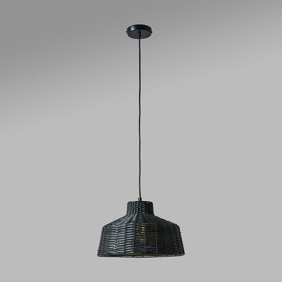 image 1 of ValueLights Kora Painted Black Pendant Light and E27 Pear LED 4W Warm White 2700K Bulb