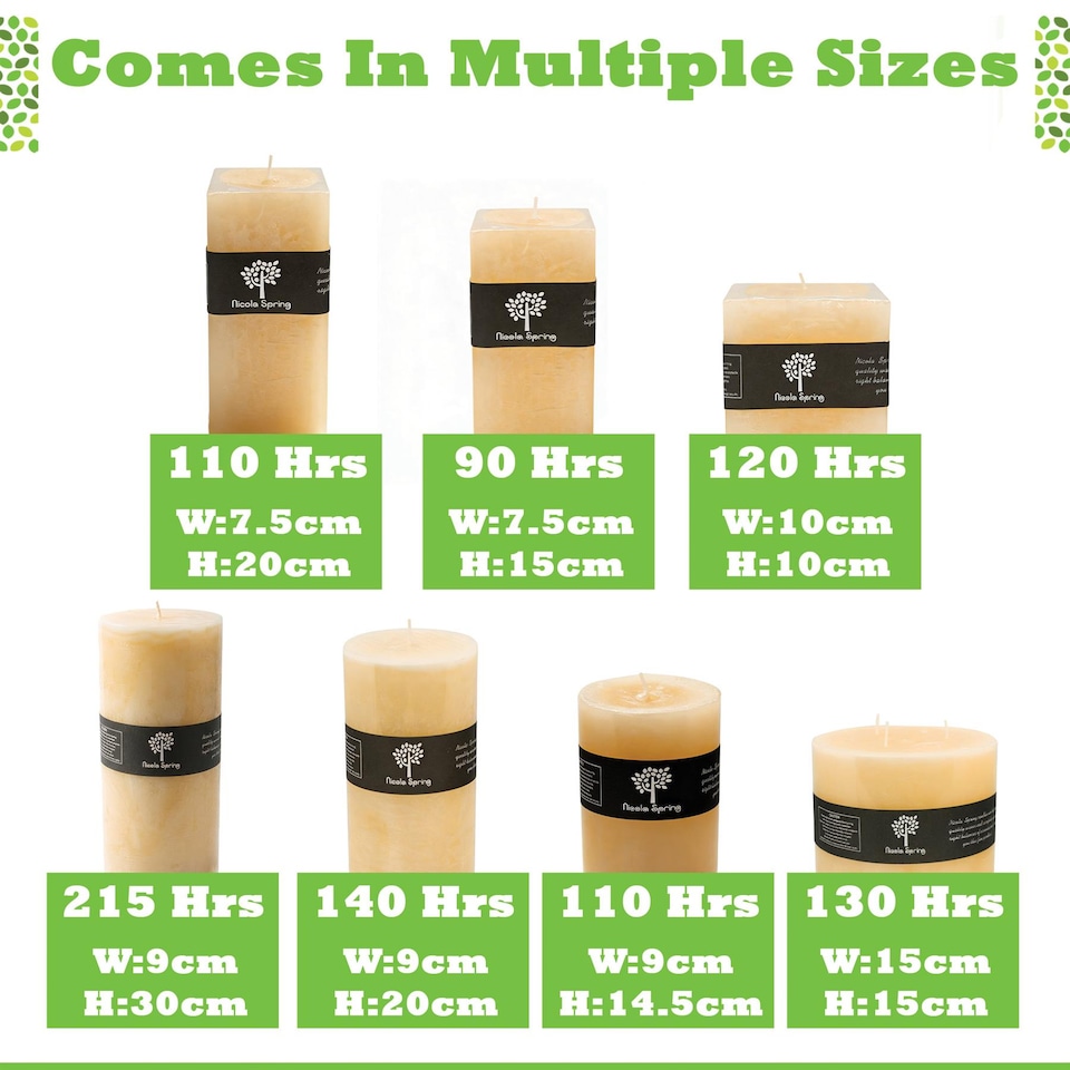 image 1 of Nicola Spring Round 3 Wick Vanilla Pillar Candle - 130 Hours - Ivory - Long-Lasting  Vanilla Candle Home Fragrance Aromatherapy