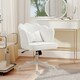 image 2 of HOMCOM Armless Desk Chair Home Office Chair w/ Wide Seat Tilt Function White White