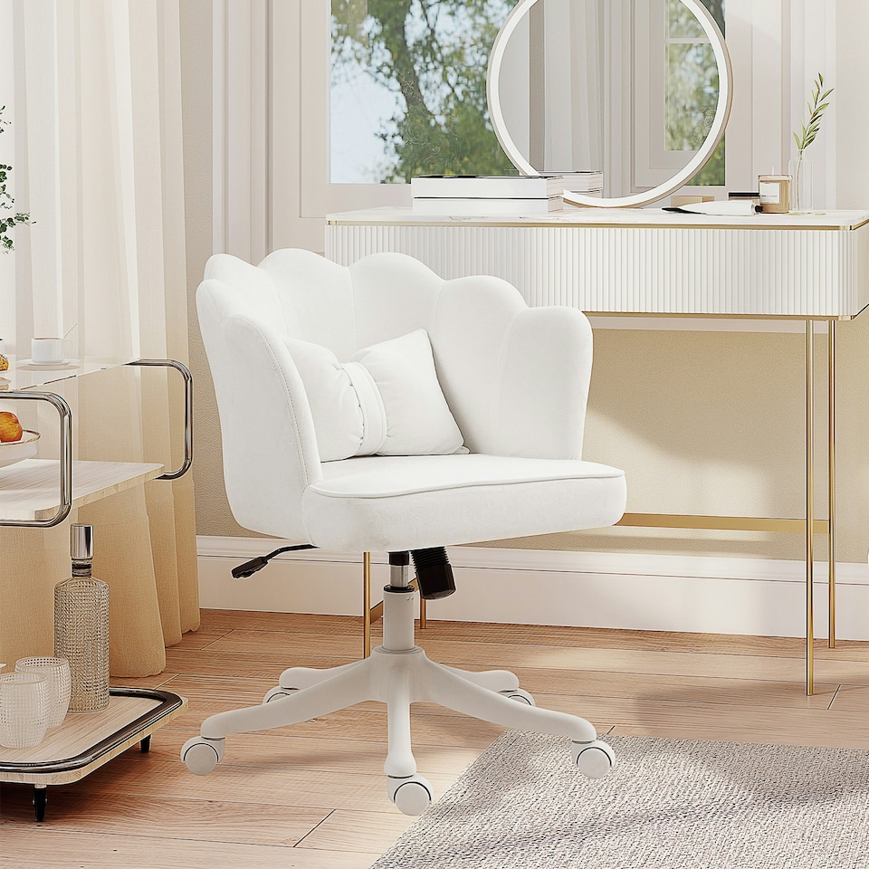 image 1 of HOMCOM Armless Desk Chair Home Office Chair w/ Wide Seat Tilt Function White White