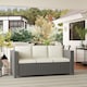 image 9 of Outsunny 3 Seater Rattan Sofa with 10 cm Thick Padded Cushion, All-Weather PE Wicker Weave Garden Three-seater Bench with Armrests, Cream White
