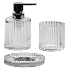 Showerdrape Regent Ribbed Glass Chrome 3 Piece Bathroom Accessory Set
