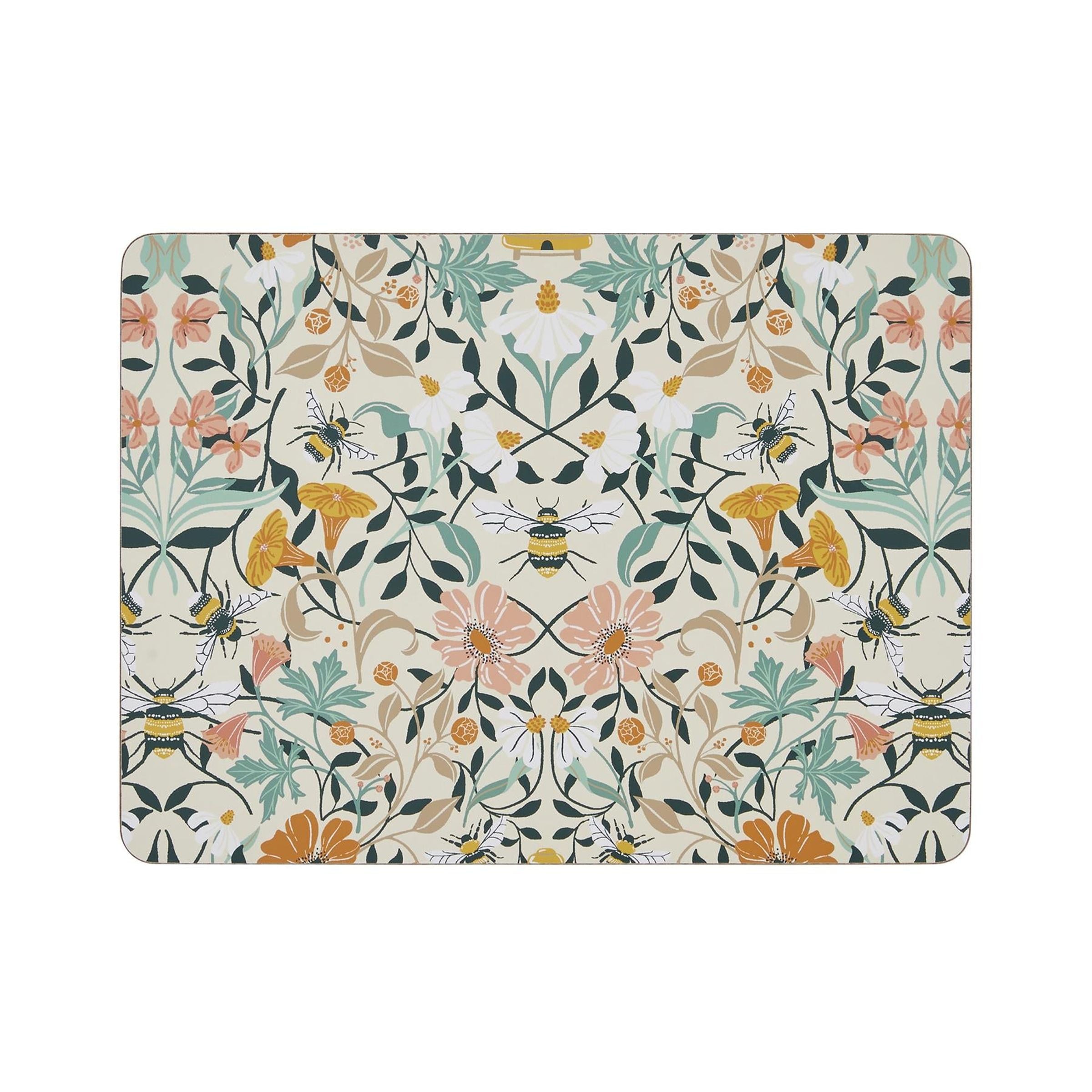 Ulster Weavers 'Bee Bloom' Animal Print Printed MDF Placemat (4 Pack) in Yellow