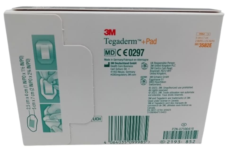 image 1 of Tegaderm Film + Pad 5cm x 7cm - Box of 50 - Waterproof Wound Dressings