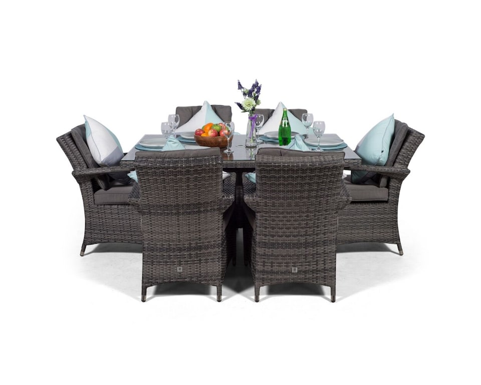 image 1 of Arizona Rectangular 6 Seater Rattan Patio Dining Set | Grey | Grey