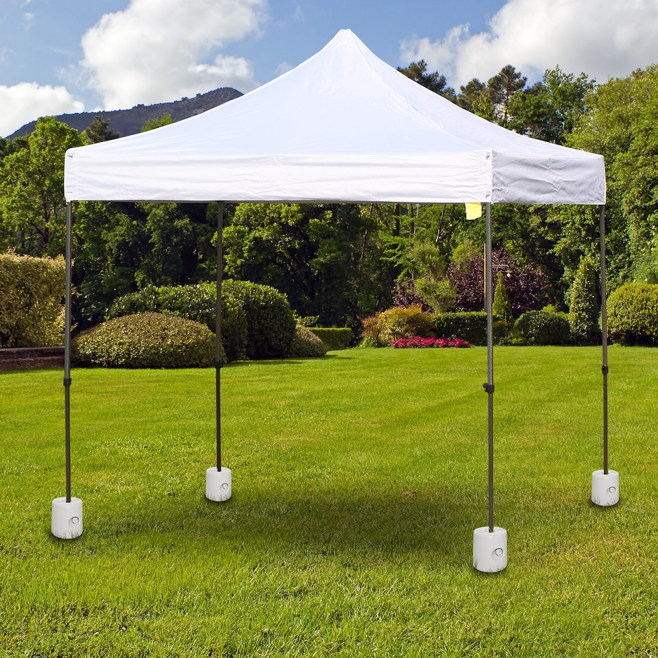image 1 of Outsunny 4 Pack 36 kg Gazebo Weights, Canopy Tent Weights with Rapid Clip, Gazebo Leg Weights Fill with Sand or Water, White