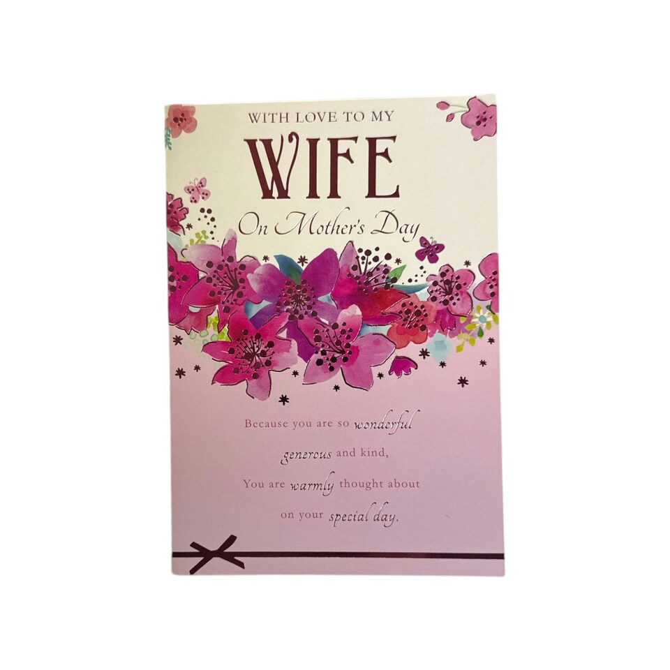 image 1 of With Love To My Wife Pink Flowers Design Mother's Day Card