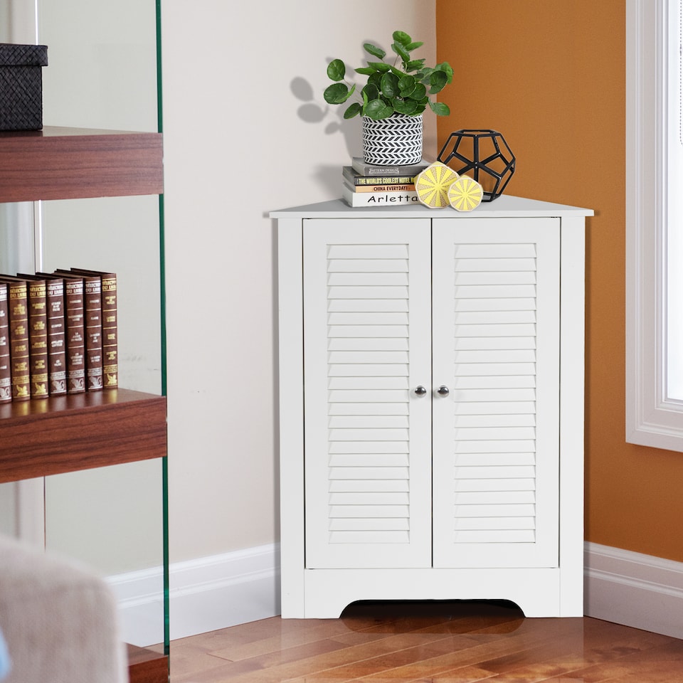 image 1 of COSTWAY Corner Bathroom Storage Cabinet Display Unit