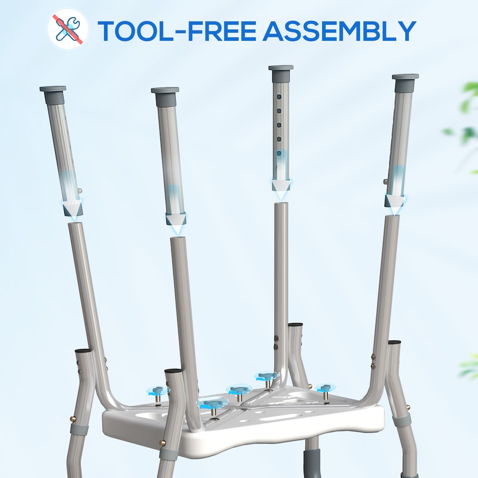 image 1 of HOMCOM Rust-Free Aluminium Bath Chair with Adjustable Height