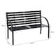 image 5 of Living and Home Outdoor Garden Metal Wood Bench with Backrest - Black