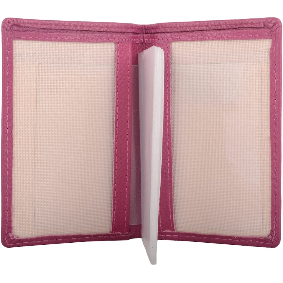 image 1 of London Leathergoods Unisex Genuine Leather RFID Protected Credit Travel Card Holder Case | Pink | Dahlia