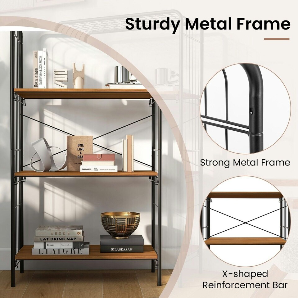 image 1 of COSTWAY 4-Tier Open-Back Storage Shelf Display Rack