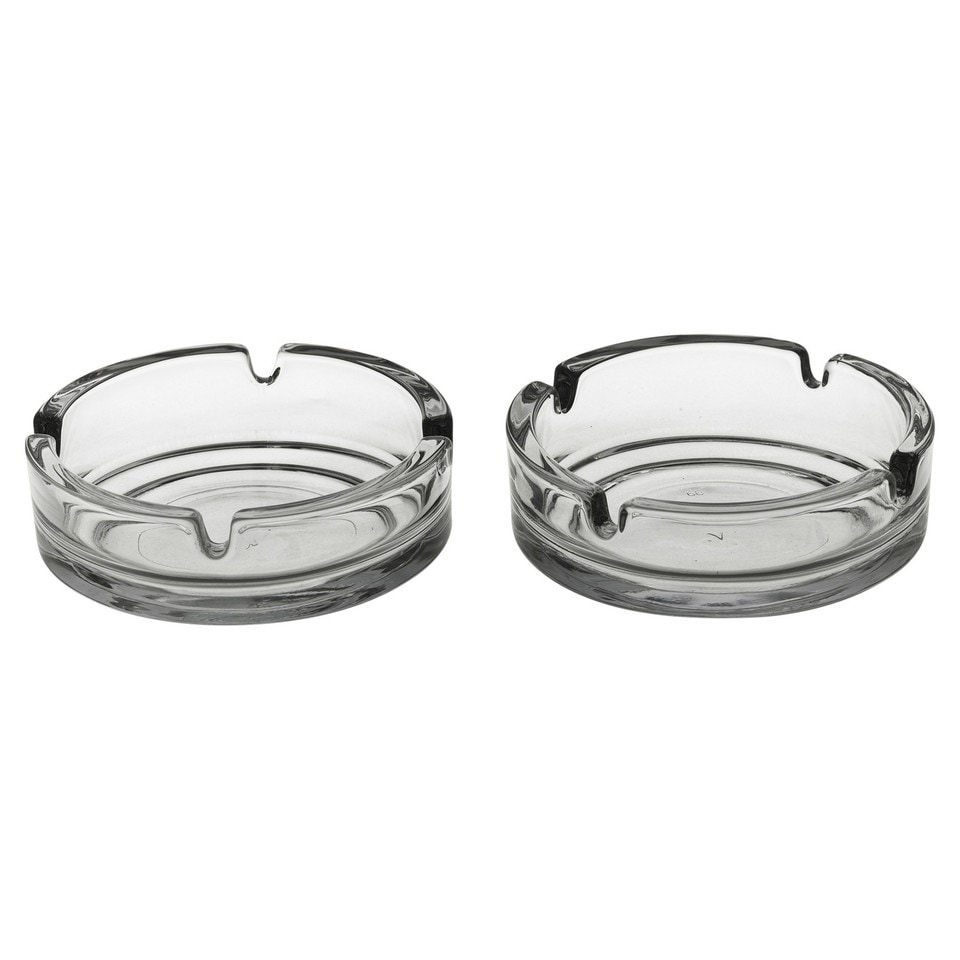 image 1 of Round Glass Classic Ashtray 10.2cm Round for Cigarettes Indoor Outdoor | Clear | Set of 2