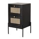 image 3 of Rattan Bedside Table 2 Drawer - Mango Wood/Iron - L45 x W45 x H55 cm - Black Finish with Natural Rattan - Assembly Required